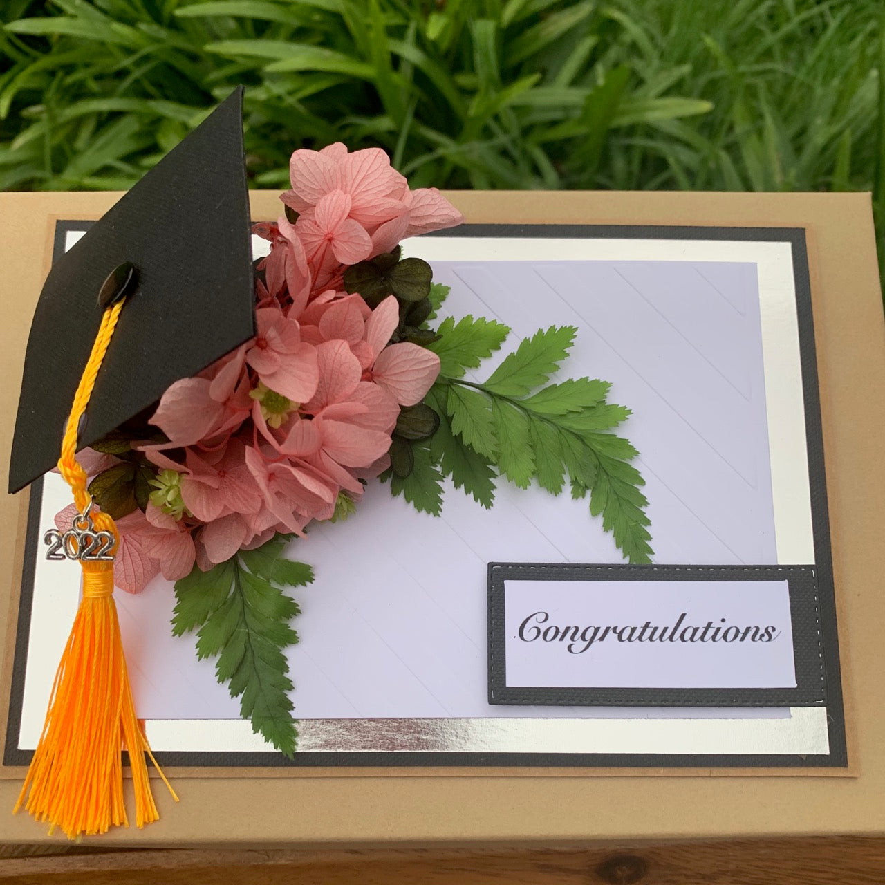 Pink & Green Floral Bouquet Graduation Card