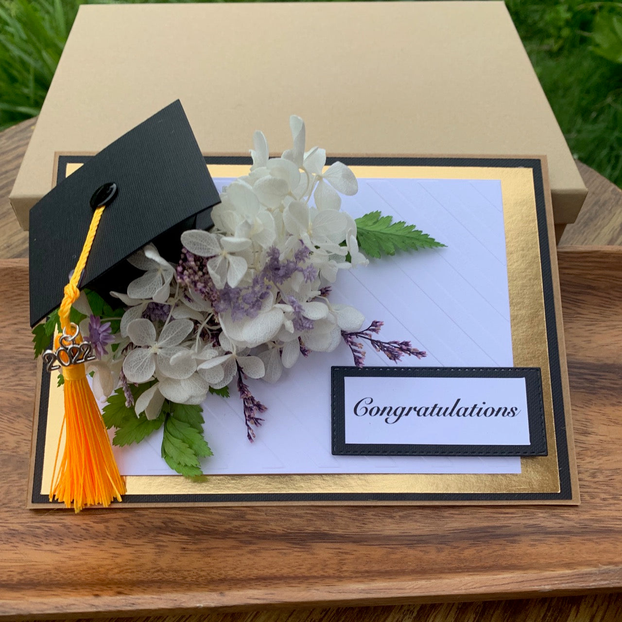 White and Purple Floral Bouquet Graduation Card