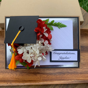 Red & White Floral Bouquet Graduation Card
