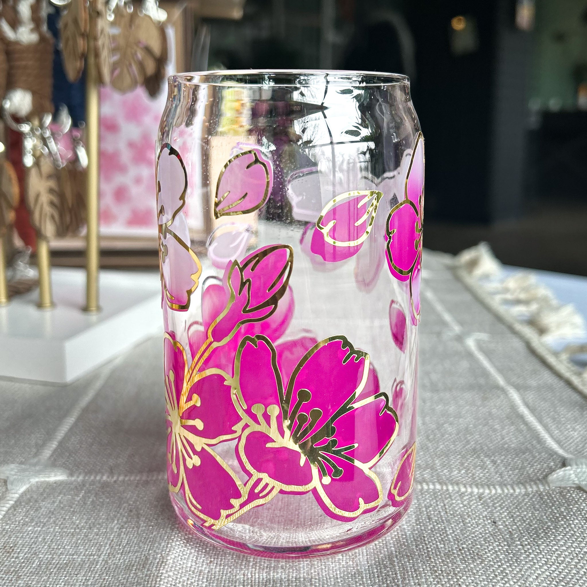 Color Changing Cup Beer Can Glass Iced Coffee Glass Floral 